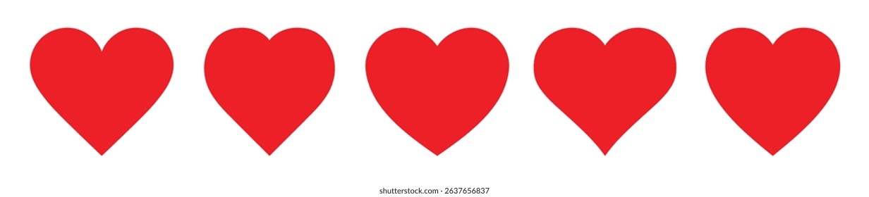 Red heart icon set simple vector art on white background. Heart, love, care concept design for decoration app and websites.