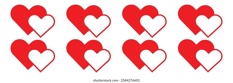 
Red heart icon set. Vector illustration .