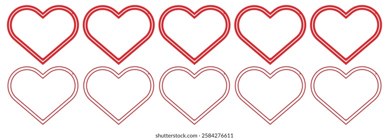 
Red heart icon set. Vector illustration .