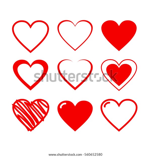 red heart icon set vector illustration