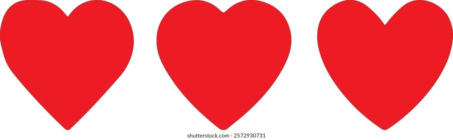 Red heart icon set with white background, love sign, hearts icon illustration 