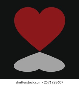 red heart icon with shadow effect for love-themed posters, invitations, or digital media