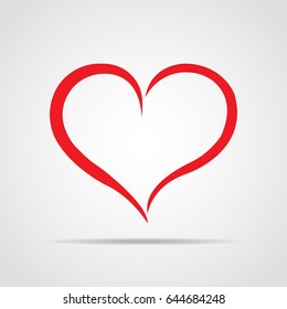 Red heart icon with shadow on a gray background