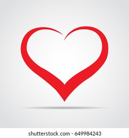 Red heart icon with shadow on a gray background