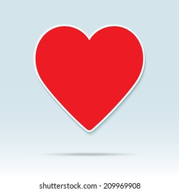 Red heart icon with shadow. Vector illustration