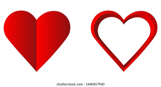 "Red heart icon shape vector design on white background.Love emblem.Graphic design in the concept of love.Vector love symbol for Valentine's Day.vector illustration."