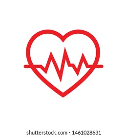 Red heart icon with sign h... Vector illustration