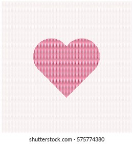 Red heart icon in soft jumper pattern. Concept of relationships