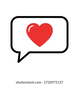 Red heart icon in speech bubble Vector