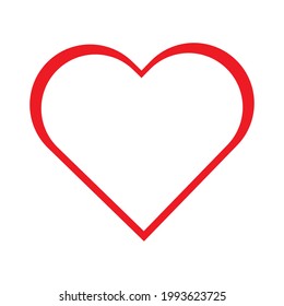 símbolo de icono del corazón rojo plano sobre fondo vectorial blanco