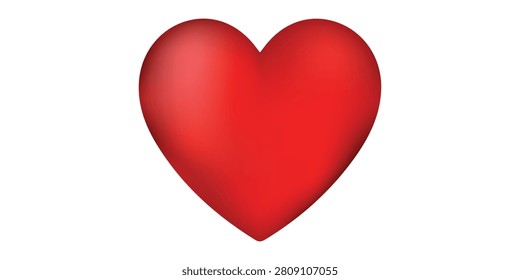 Red Heart Icon Symbolizing Love, Romance, Valentine and Affection on White Background