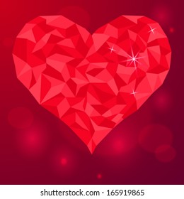 Red heart icon. Red template, background
