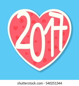 Red heart icon with text "2017". Valentine invitations card.