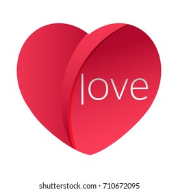 Red heart icon with text isolated.Gradient colors