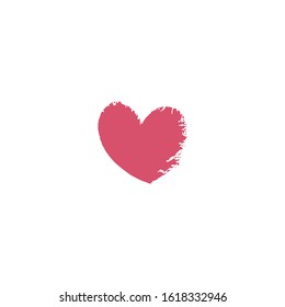 Red heart icon with texture. Heart drawn with brush. Vector illustration. For decoration Valentine's day. For greeting card, banners, web, decoration of the storefront, for printing on cups, clothes.