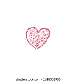 Red heart icon with texture. Hand drawn heart with scribble effect. Vector illustration. For decoration Valentine's day. For greeting card, banners, web design, for printing on cups, clothes.