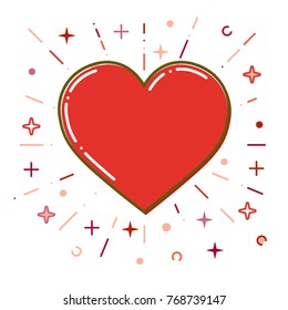 Red Heart icon. Thin Line Flat Heart Design. Happy Valentines day card.