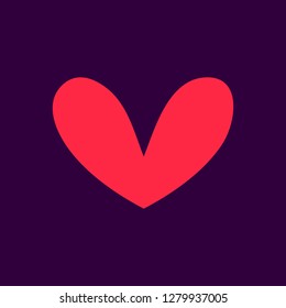Red heart Icon in trendy flat style isolated on dark background. Love symbol for your web site design, logo, app, UI. Simple vector element illustration.