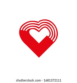 Icono de corazón rojo.Icono del corazón del vector. Logo del amor abstracto. Ilustración de las existencias