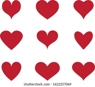 Red heart icon vector. Flat love icon isolated on white. Heart vector for love logo, heart symbol, shape icon and Valentine's day. Cute heart icon for shape design, vector template