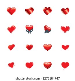 Red heart icon. Vector illustration on white background
