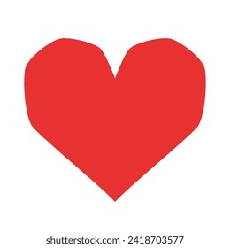 Red Heart icon. Vector illustration in flat style. Valentine day icon. Love icon. Hand drawn heart in doodle style. Love concept.