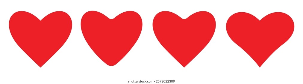 Red heart icon vector illustration sets for happy valentine's day on a white background. Make for stickers, love cards, patterns, and Valentine's gifts.