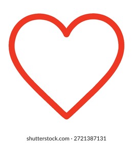 Red heart icon vector illustration. Simple linear love symbol for favorites, health care, social media likes, and romantic wedding design isolated on white background.