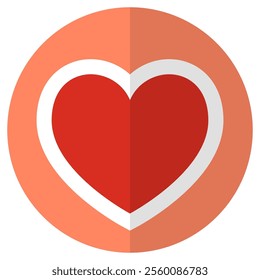 Red heart icon vector isolated on white background.