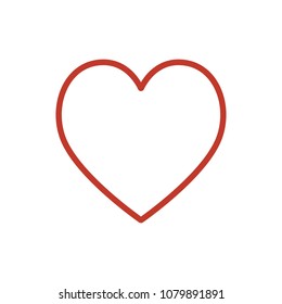Red heart icon vector. Line color love symbol isolated. Trendy flat outline ui sign design. Thin linear graphic pictogram for web site, mobile application. Logo like heart illustration. Eps10.