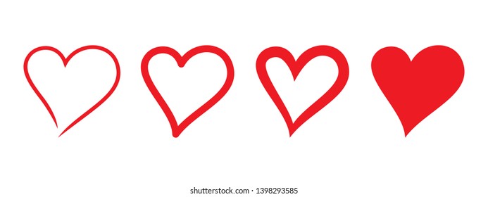 Red heart icon vector logo template. Set icon love symbol collection. Illustration Design. Vector EPS 10.