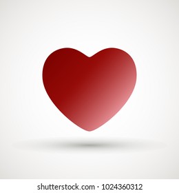 Red heart Icon Vector. Love symbol. Valentine's Day sign, emblem isolated on white background with shadow, Flat style for graphic and web design, logo. EPS10 black pictogram