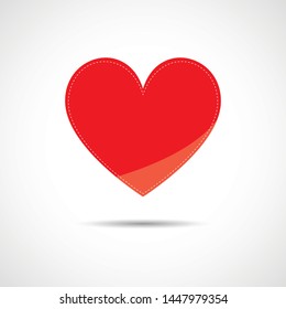Red Heart Icon Vector. Perfect Love symbol. Valentine's Day sign, emblem isolated on white background with shadow, Flat style for graphic and web design, logo. EPS10 