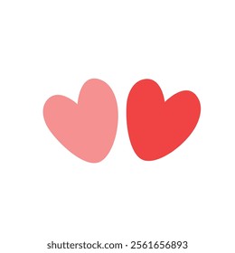 Red heart icon vector set, different shapes, hearts set red. Heart collection. Vector art illustration EPS 10 isolated