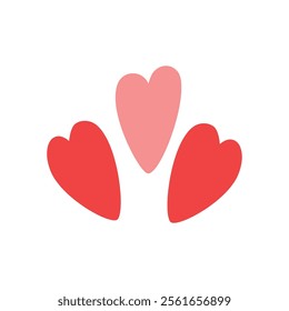 Red heart icon vector set, different shapes, hearts set red. Heart collection. Vector art illustration EPS 10 isolated
