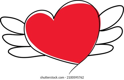 Red heart icon with wing vector design,Valentines day