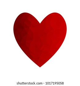 Red heart icon for your amazing design. Creative Shape of heart for Valentine day with overlay polygonal texture. Triangular brith heart. 