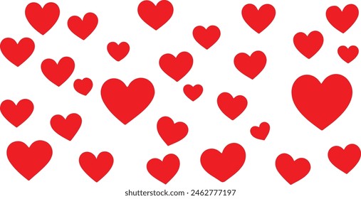 Red Heart Icons, 2D Vector Set, Valentine's Day, Love, Romance