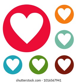 Red heart icons circle set vector isolated on white background