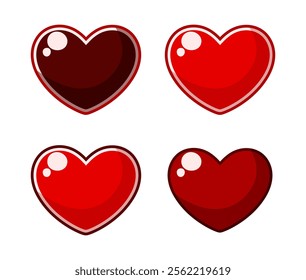 Red heart icons Heart, love, romance, Valentine's day confession red heart. Vector icons.