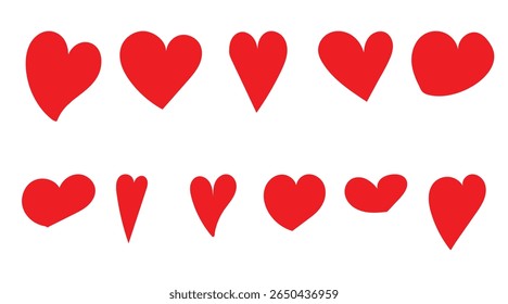 Conjunto de ícones de coração vermelho - Amor, Romance e Valentine Símbolos
