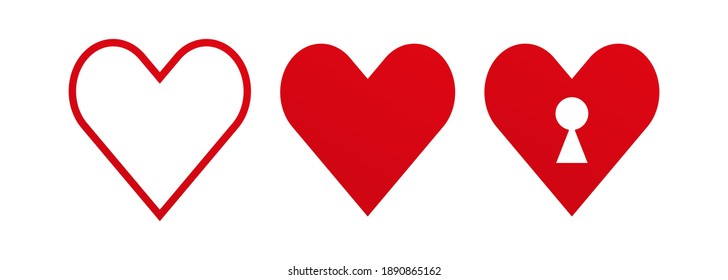 Red heart icons set. Stock-Vector.10eps