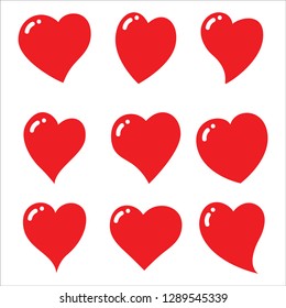 Red heart icons set - vector and illustration