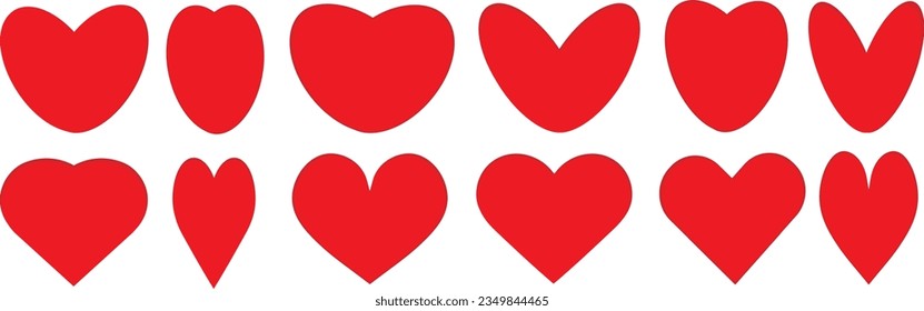 Red heart icons set vector