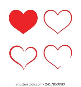 Red heart icons set vector