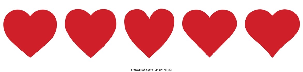 Red heart icons set vector. eps 10