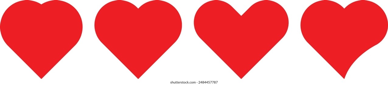 Red heart icons set vector. Heart vector icons. Set of Various simple love symbols icon isolated.