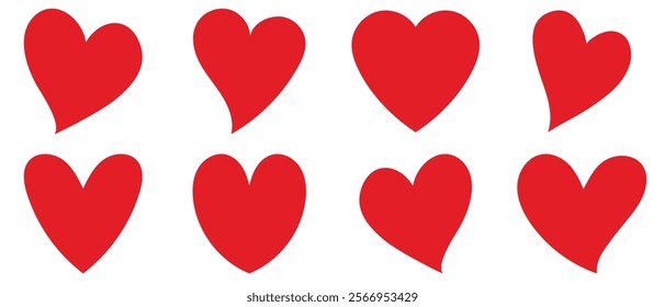 Red heart icons set vector. Valentine red heart icon. Heart shape Isolated on white background.
