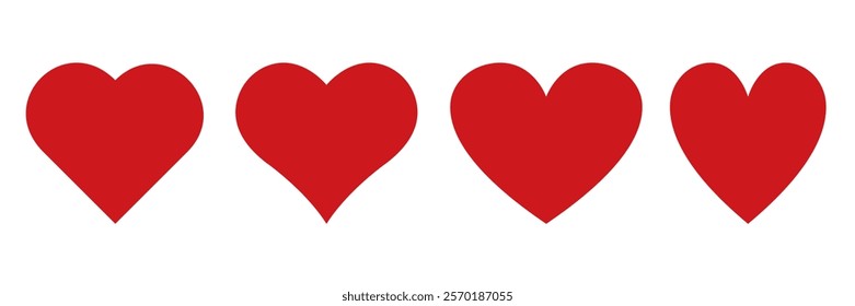 Red heart icons set vector.