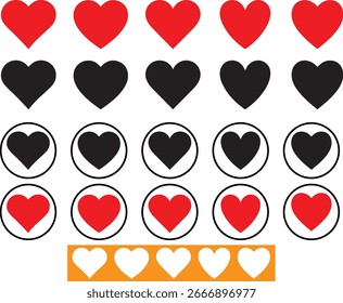Rotes Herz Icons Set Vektor, Rotes Herz Set Vektorbilder, Rotes Herz Icon